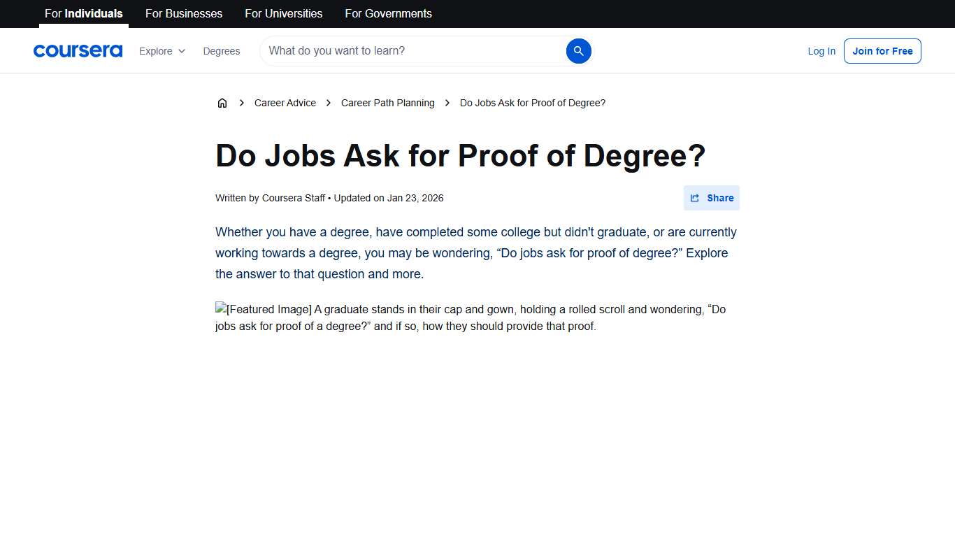 Do Jobs Ask for Proof of Degree? Coursera